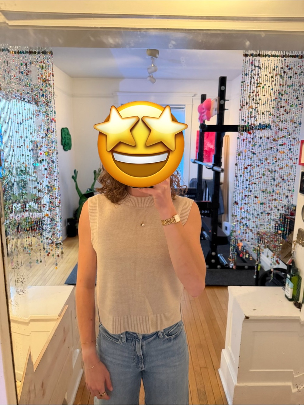 French Connection Cream Sleeveless Knit Tank Top